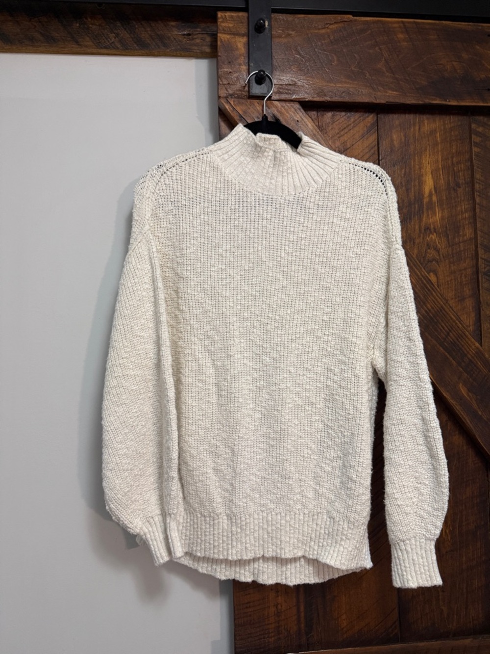 aerie Cream Mock Neck Chunky Knit Sweater